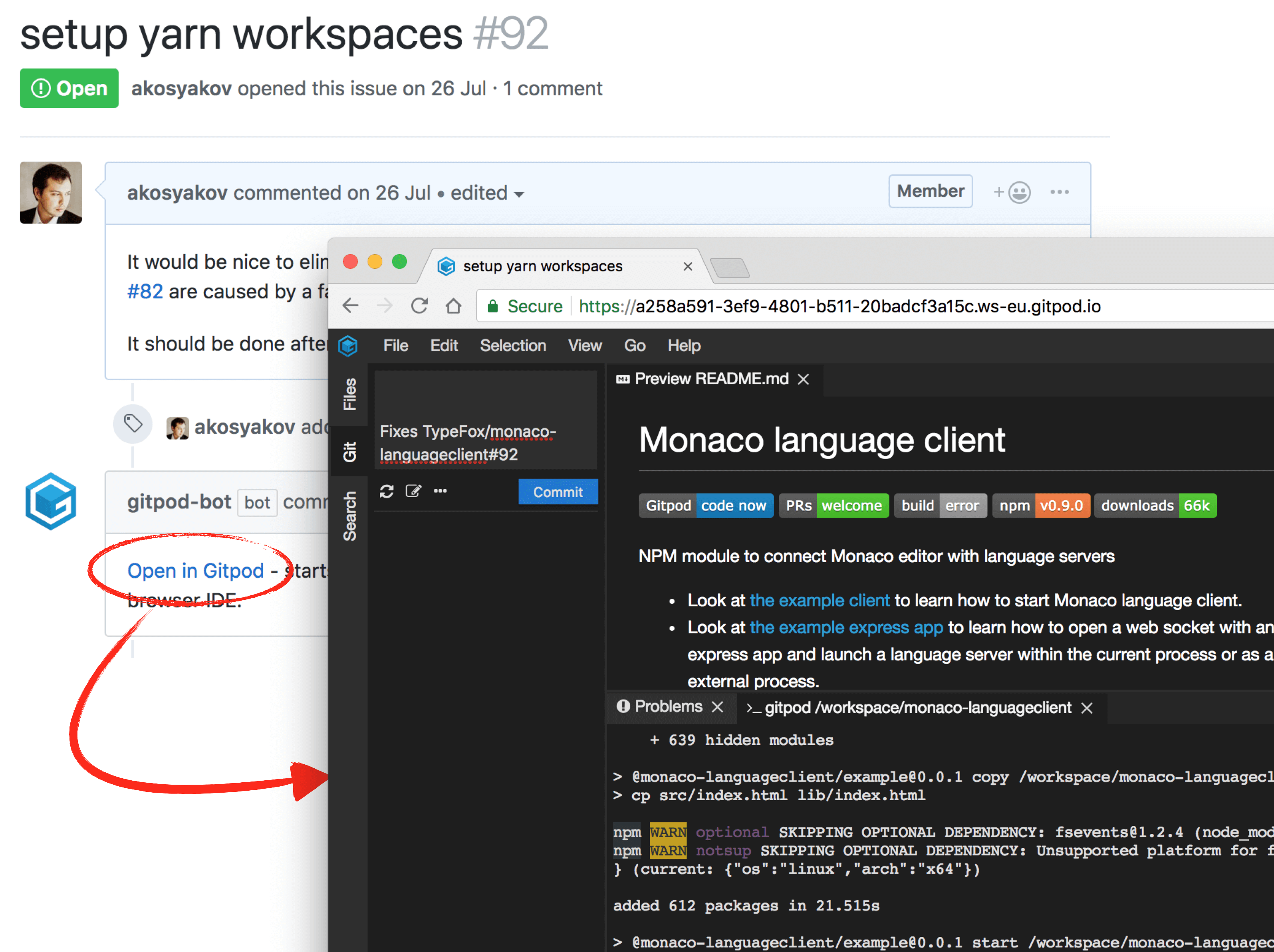 Gitpod Bot for Github